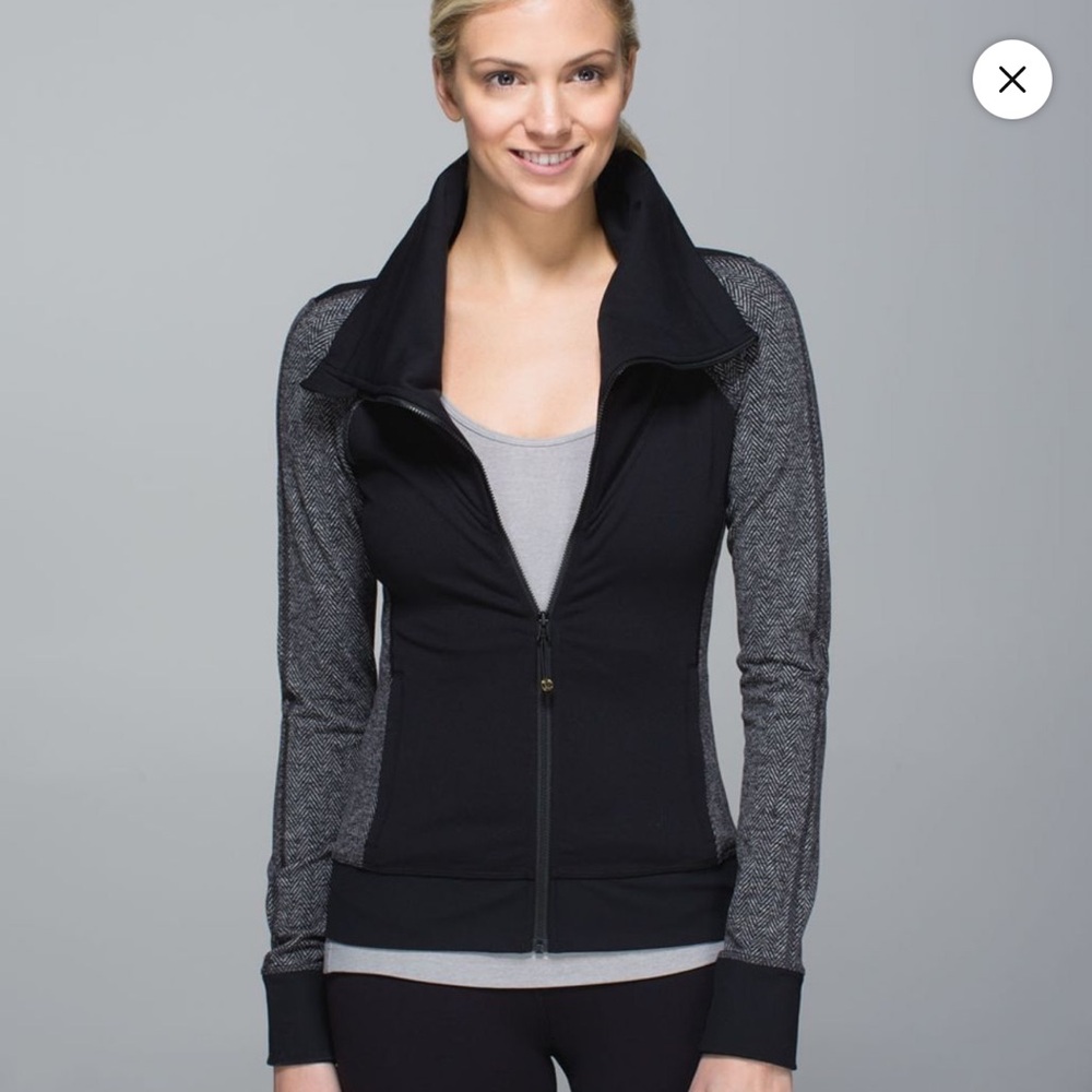 Lululemon Be Present Jacket Blk/Herring Bone Zip-Up Jacket size 10
